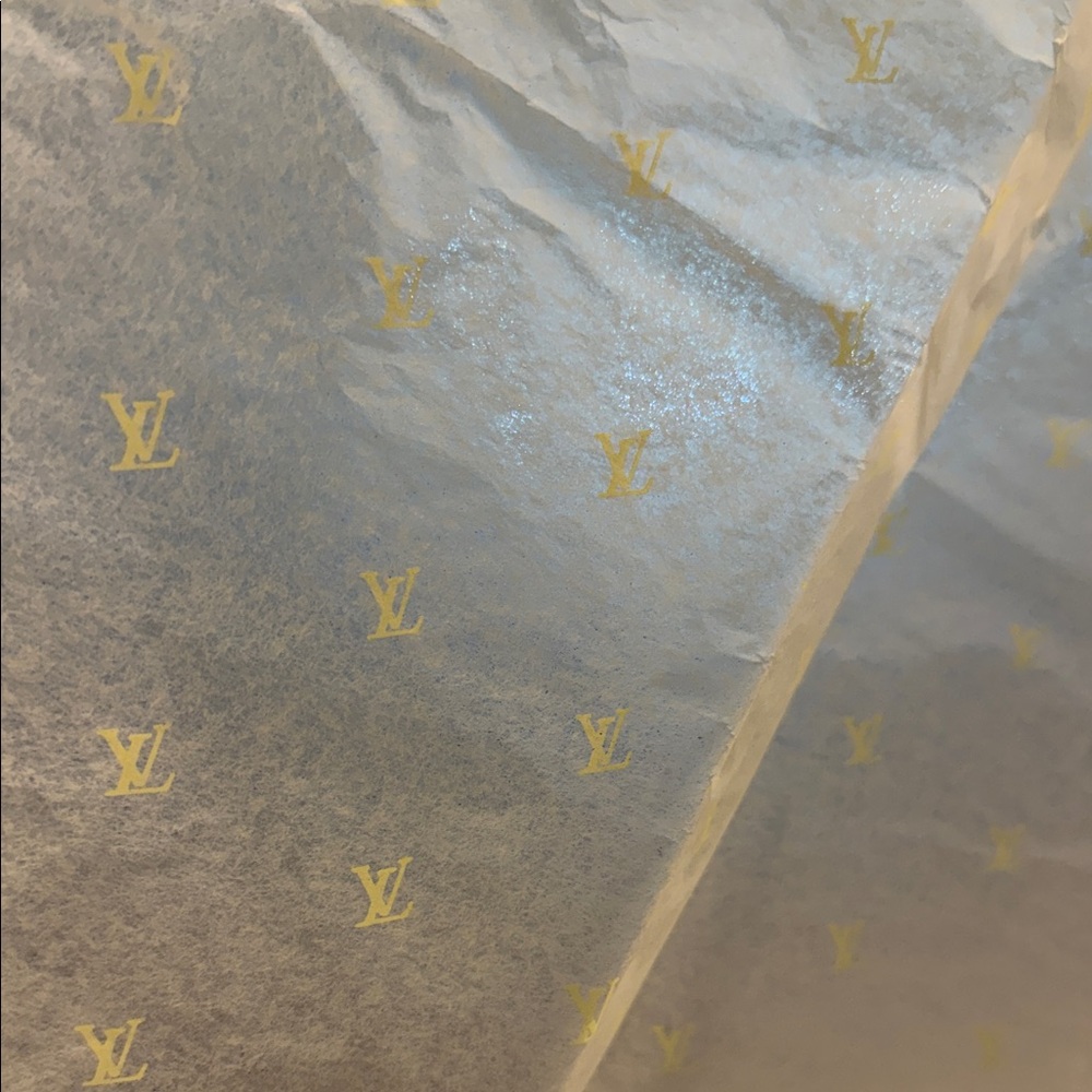 VINTAGE Louis Vuitton Cream Tissue Paper with Blue Ribbon